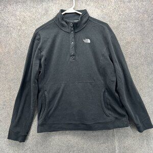 The North Face Sweatshirt Womens XL Black Fleece Henley Raglan Pullover Pockets